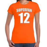 Superfan nummer 12 oranje t-shirt Holland / Nederland supporter EK/ WK voor dames