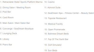 Legenda da planta do deck