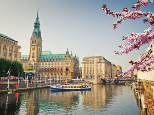 Hamburg, Germany &ndash; Blooming Alster shore invites to a cruise
