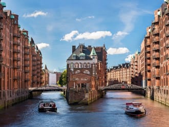 Hambourg, Allemagne – à travers la Speicherstadt jusqu’au château d’eau