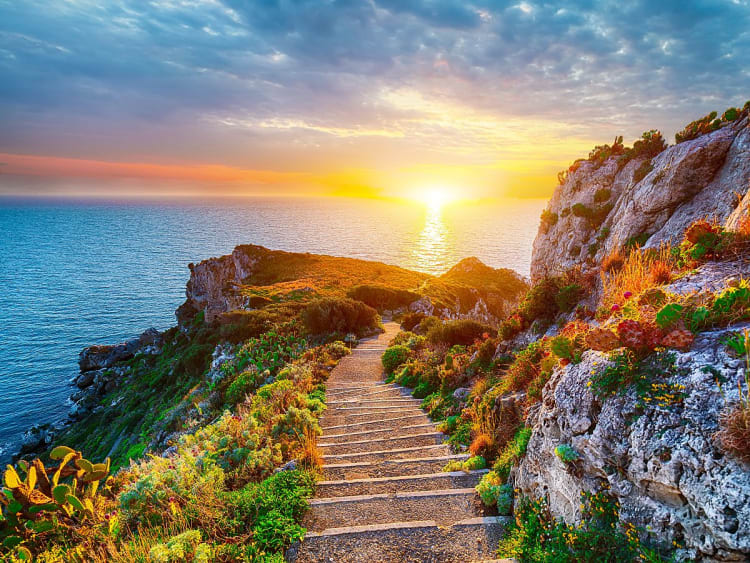 Fascinating coastal view at sunset &ndash; a highlight of any world cruise