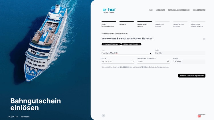 Mit dem Zug zum Kreuzfahrt-Schiff