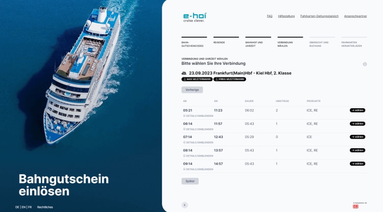 Mit dem Zug zum Kreuzfahrt-Schiff