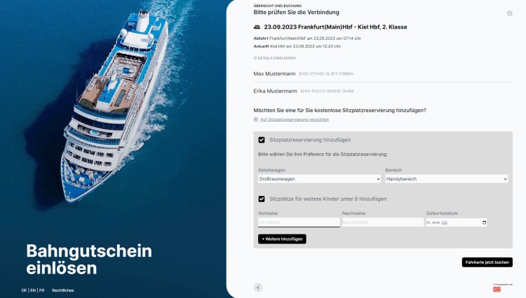 Mit dem Zug zum Kreuzfahrt-Schiff