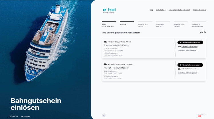 Mit dem Zug zum Kreuzfahrt-Schiff