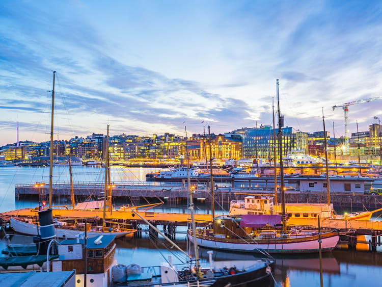 Oslo, Norwegen &ndash; Hafen bei Sonnenuntergang