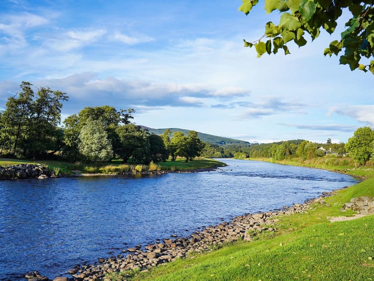 Charlestown, St. Kitts und Nevis - Fluss Tay mit gr&uuml;nen Ufern und sanften H&uuml;geln