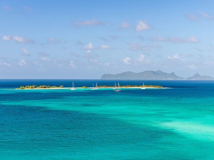 Carriacou, Grenada - Kleine Insel mit Palmen im Riff