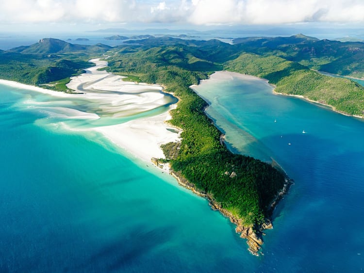 Whitsunday Islands, Queensland, Australia &ndash; Aerial view of white sands and turquoise bays