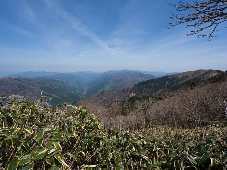 Tokushima, Japan &ndash; Expansive mountain landscape with a deep forested valley