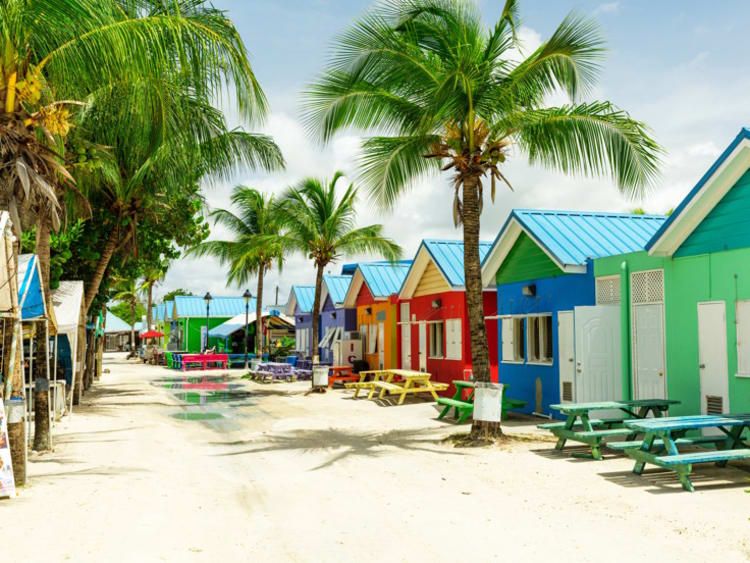 Colourful houses on the tropical island of Barbados