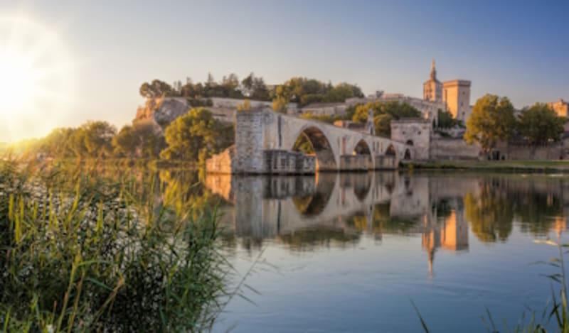 Avignon old bridge during sunset in Provence, France