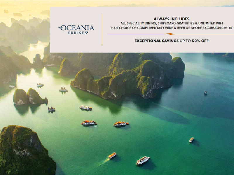 Oceania Cruises: tot 50% korting op uw luxe cruise + meer extra&rsquo;s!