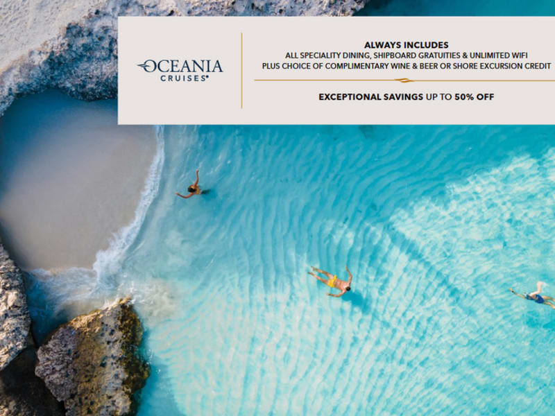 Oceania Cruises: tot 50% korting op uw luxe cruise + meer extra&rsquo;s!