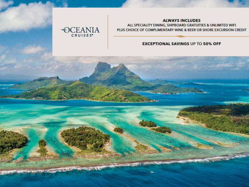Oceania Cruises: tot 50% korting op uw luxe cruise + meer extra&rsquo;s!