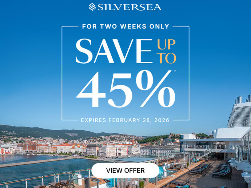 Silversea: nu tot 45% korting op uw luxe cruise!