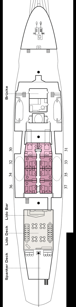 Deckplan Deck 3 · Kapitäns- und Lido Deck 3