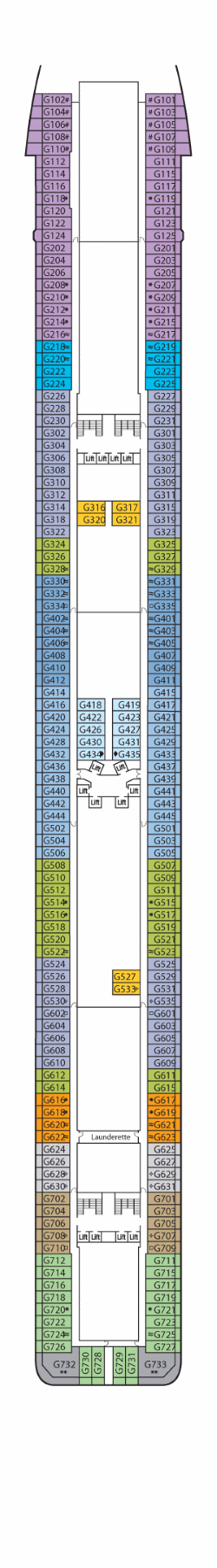 Plano do convés: Deck G 8