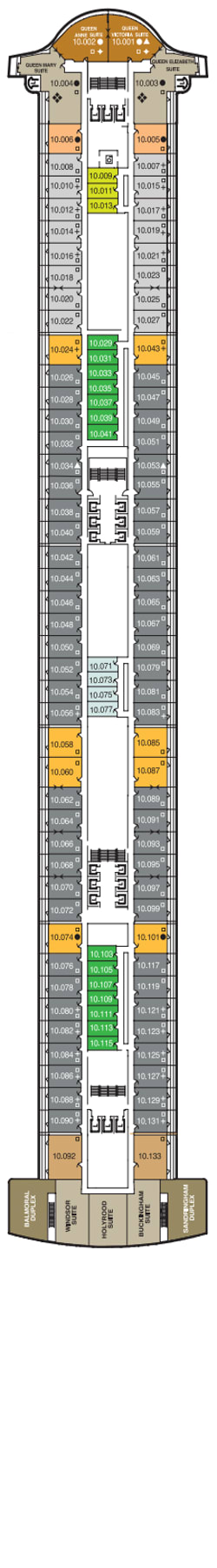 Deck 10 – Deckplan Queen Mary 2