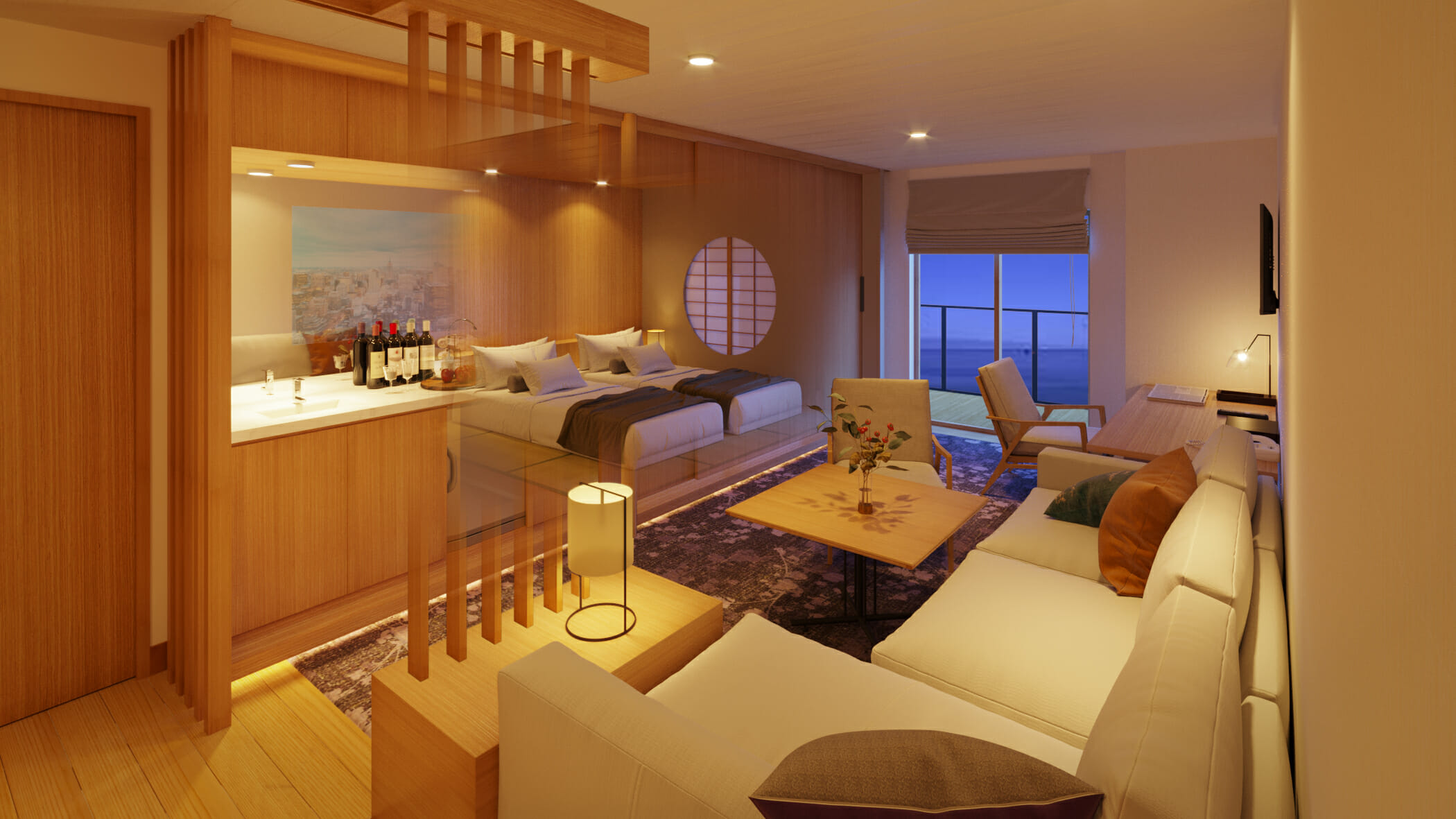 アスカスイート和洋室／©︎NYK CRUISES