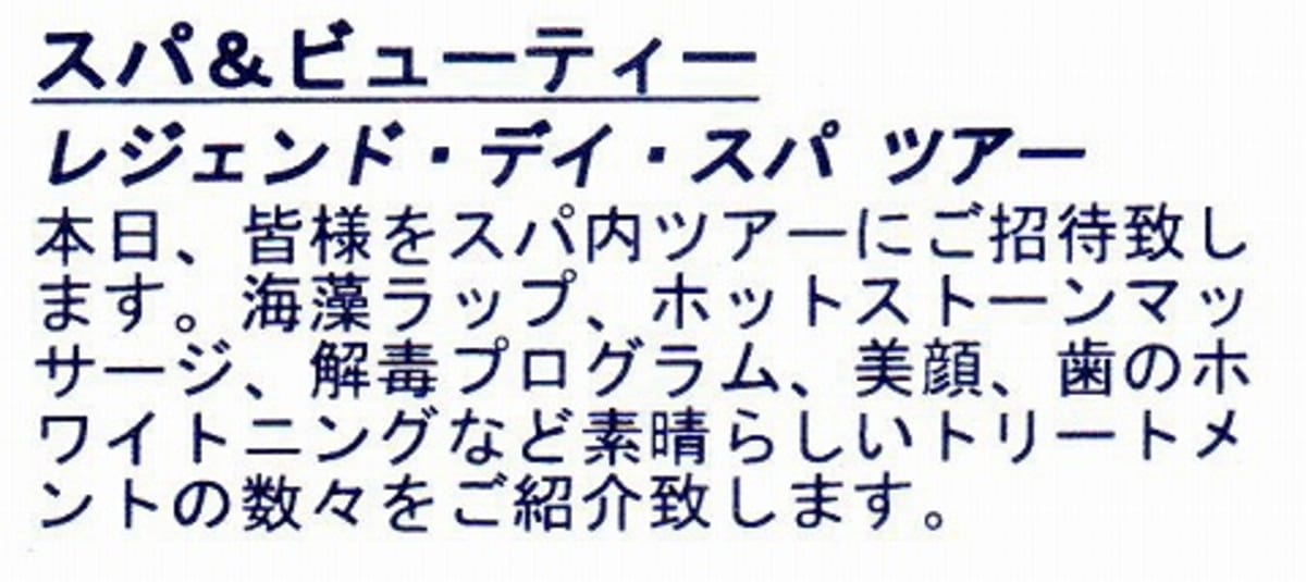 横浜発着Legend Of The Seas乗船記　第一日　その５　スパツアー