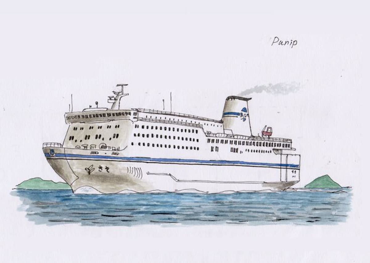 イラスト絵画/客船と飛行船/手描き一点もの イラスト絵画/客船と飛行船/手描き一点もの イラスト絵画/客船と