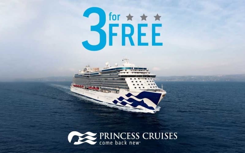 プリンセス・クルーズ、2018-2019年の特定旅行で特典が付く「3 for Free」セールを開始