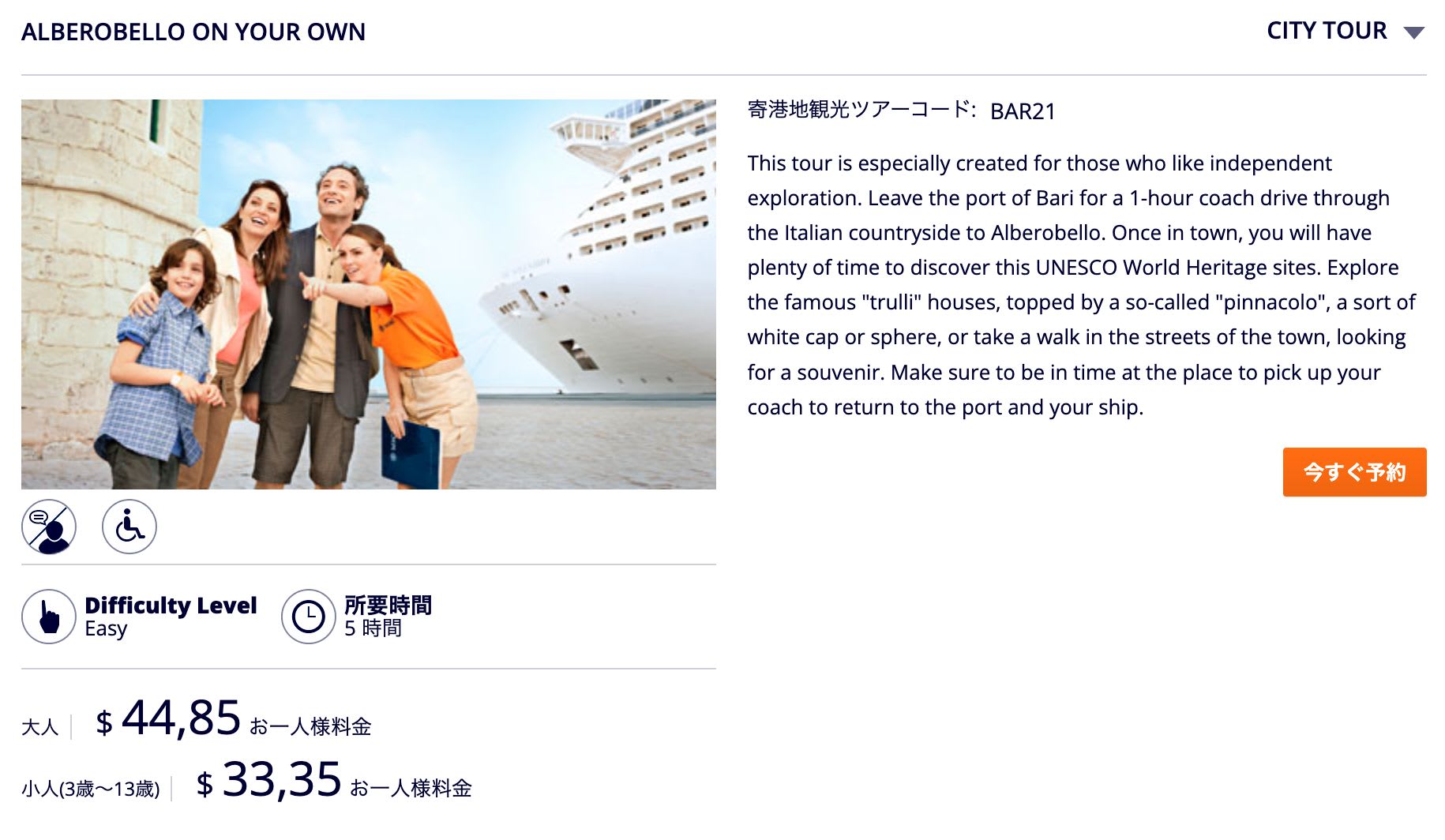 オンラインのツアー表示の例