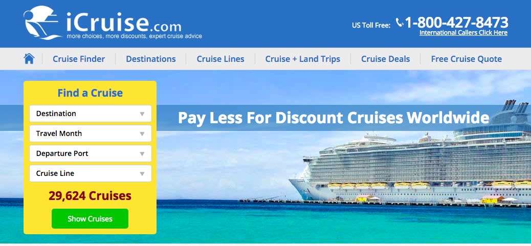 iCruise.comのHome Page抜粋
