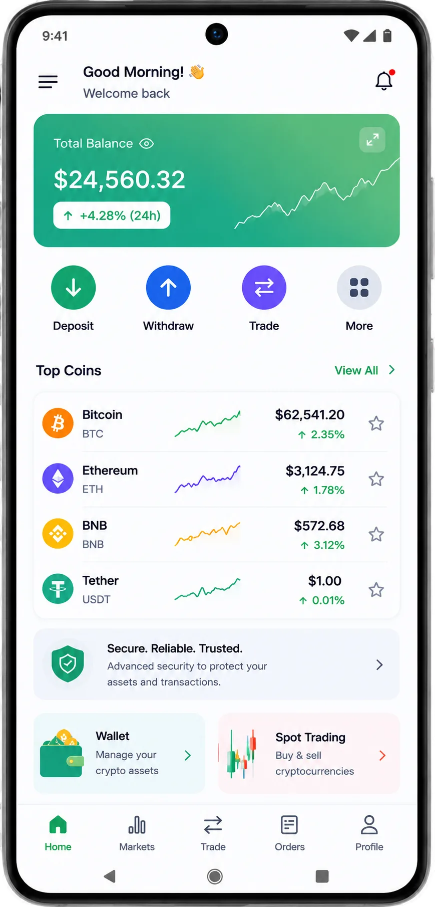 White-label crypto exchange Android app preview