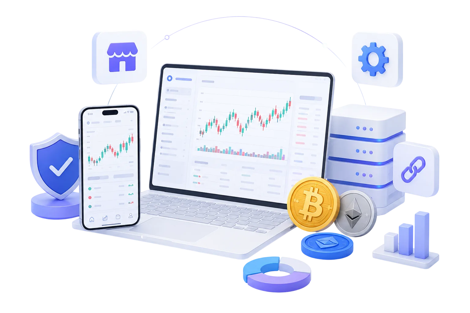 White label crypto exchange trading dashboard with branding and customization modules