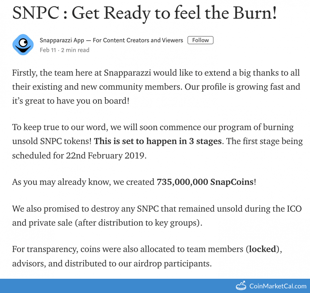 SnapCoin First Burn