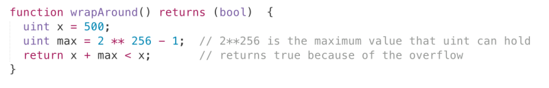 solidity overflow example