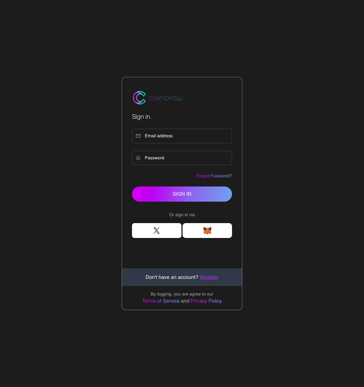 Coindraw Platform Interface