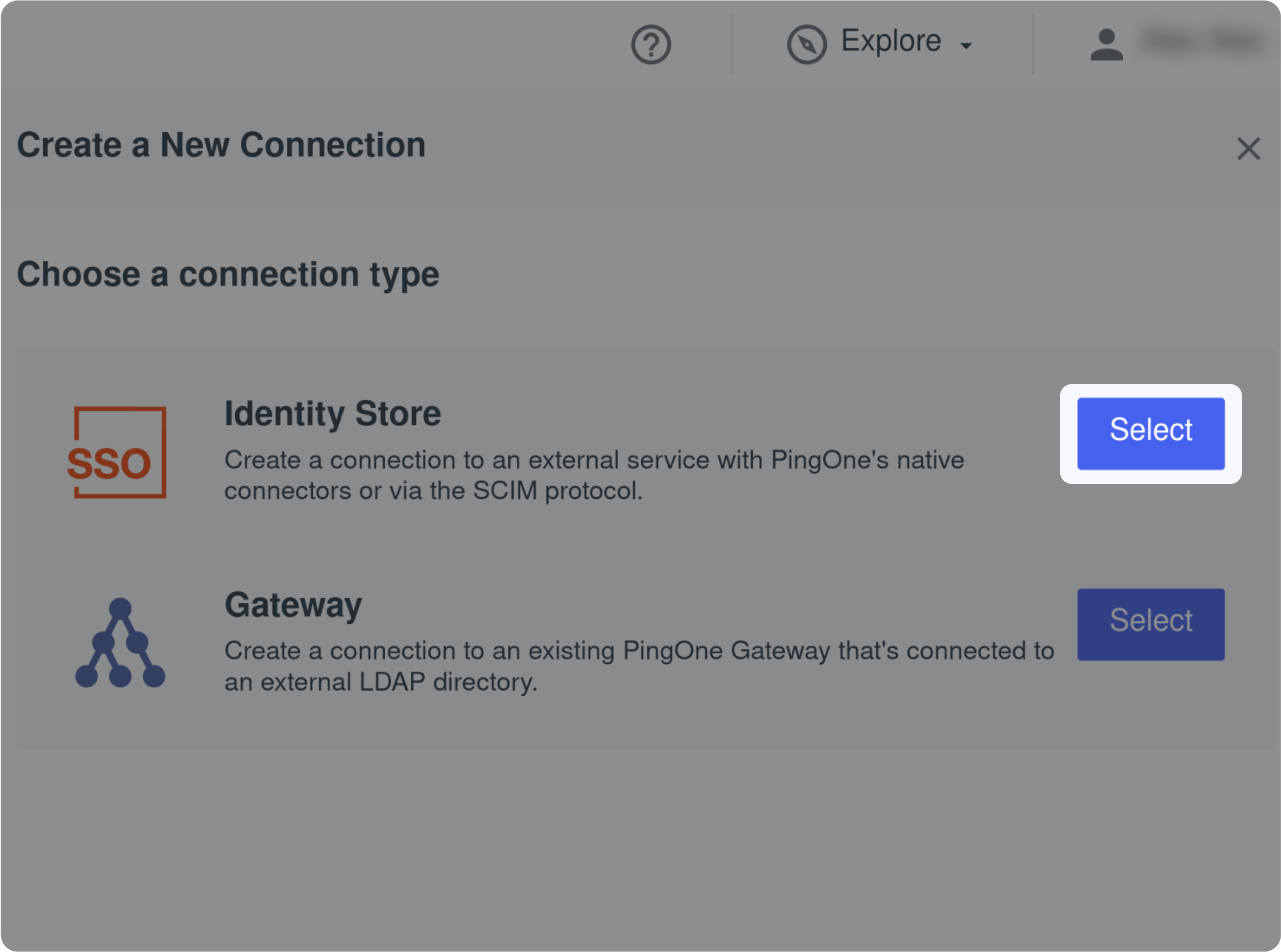 Provisioning screen - Type selection