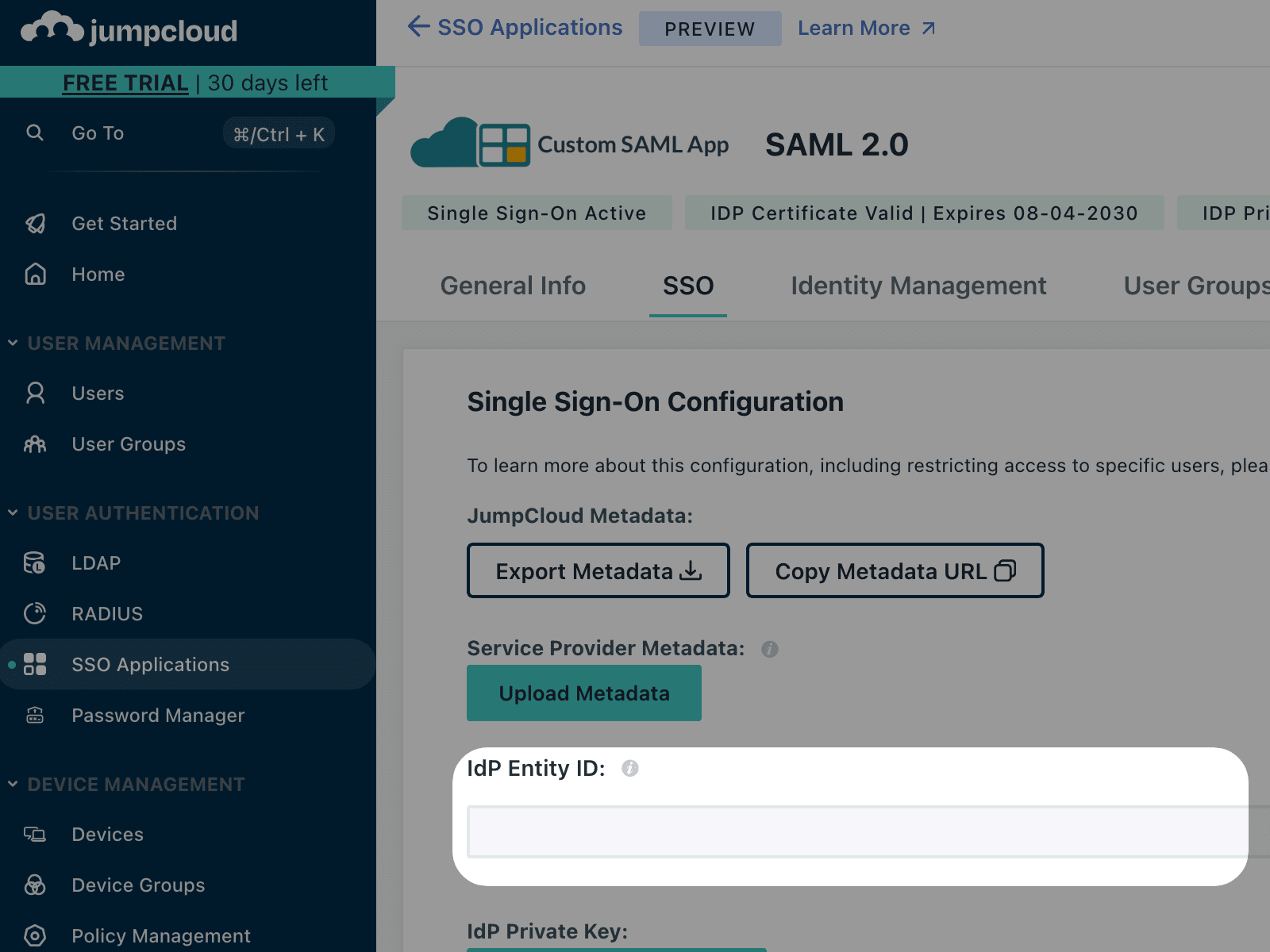 SSO Jumpcloud integration with Cryptr