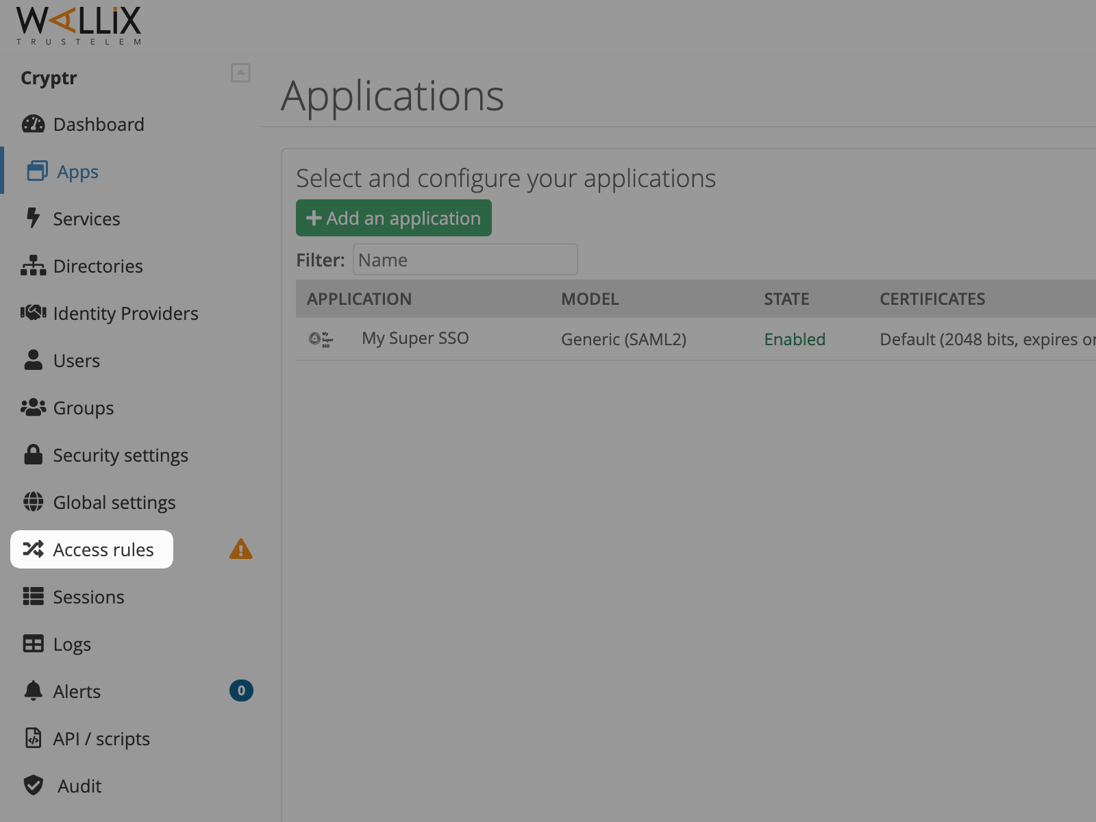 SSO Wallix integration with Cryptr