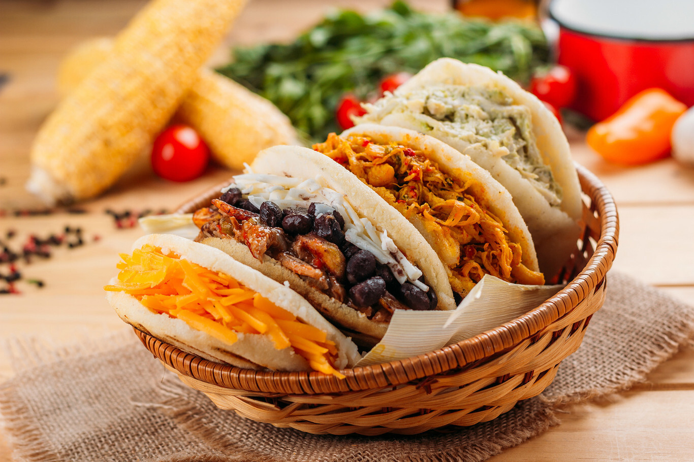 Arepas with different fillings