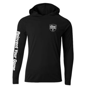 Discmania Shield Logo Hooded T-Shirt (Long Sleeve) - Cooling Performance Blend T-Shirt (Long Sleeve)
