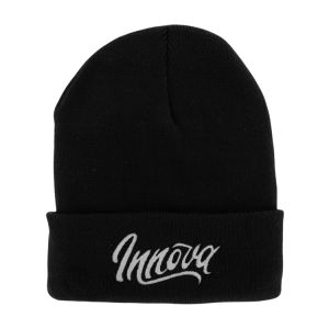 Flow Cuff Beanie - Black - (Knit outter with Fleece liner) - Fleece Lined Knit Beanie