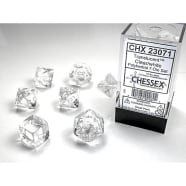 Poly 7 Dice Set: Translucent Clear w/White Thumb Nail