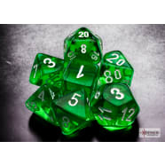 Poly 7 Mini Dice Set: Translucent Green/White Thumb Nail