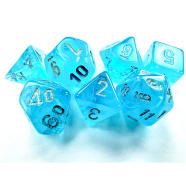 Poly 7 Dice Set: Mini Luminary: Sky w/Silver Thumb Nail