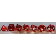 Poly 7 Dice Set: Translucent Red w/White Thumb Nail