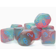 Ten d10 Set: Gemini Luminary: Gel Green-Pink/Blue Thumb Nail