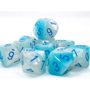 Ten d10 Set: Gemini Luminary: Pearl Turquoise-White/Blue Thumb Nail