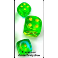 Ten d10 Set: Gemini Luminary: Translucent Green-Teal/Yellow Thumb Nail