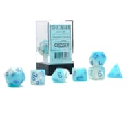 Poly 7 Dice Set: Gemini Luminary Pearl Turquoise-White/Blue Thumb Nail