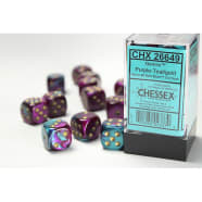 16mm d6 Dice Block: Gemini Purple-Teal w/Gold Thumb Nail