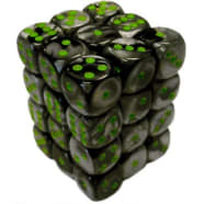 12mm d6 Dice Block: Gemini Black-Grey w/Green Thumb Nail